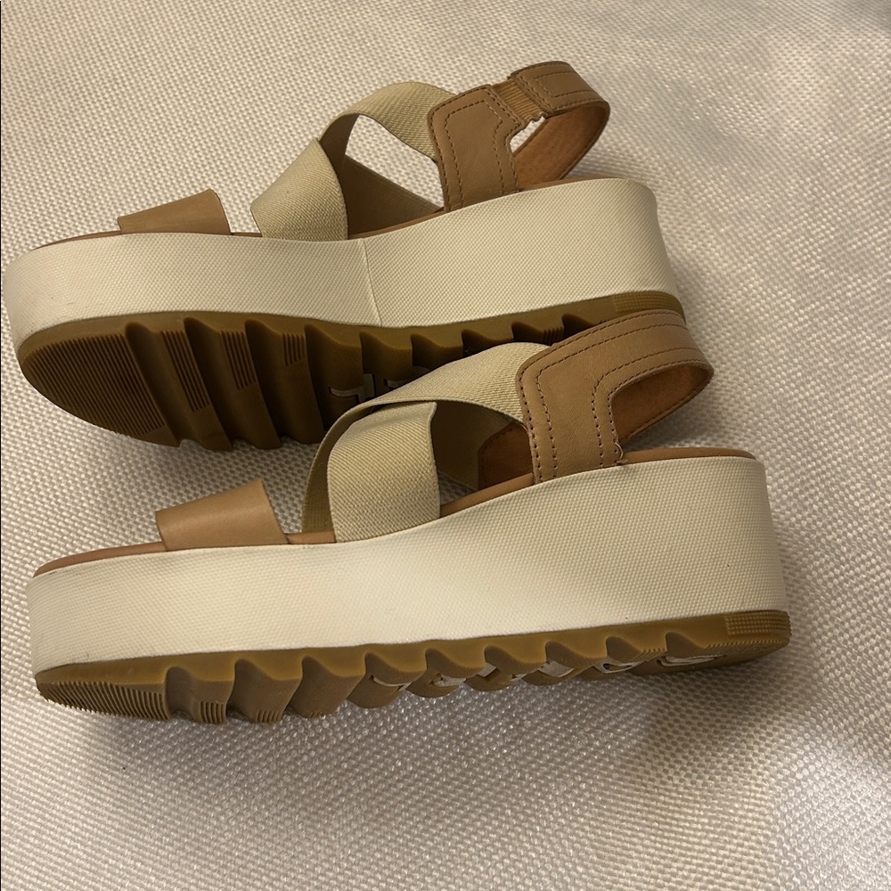 Sorel Tan and Cream Platform Sandals - Picture 2 of 6